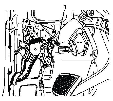 Lower park brake pedal nut access through pedal clevis position