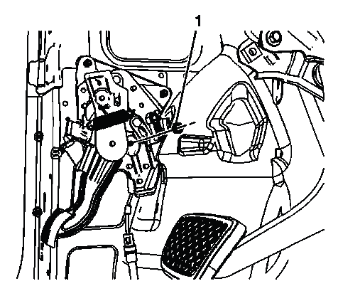 Lower park brake pedal nut access at clevis