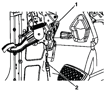 Buick Enclave front park brake cable at pedal clevis connection