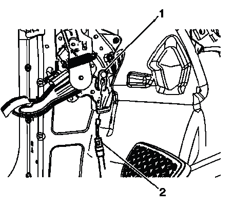 Front park brake cable installed at parking brake pedal clevis