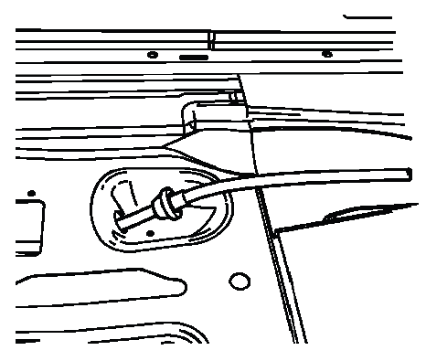 Buick Enclave park brake cable pass through grommet seated in floor