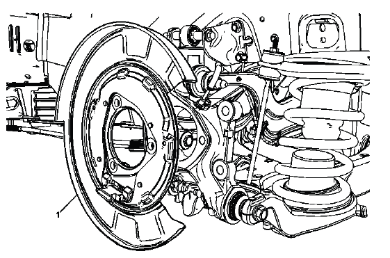 Rear disc brake backing plate and parking brake anchor area