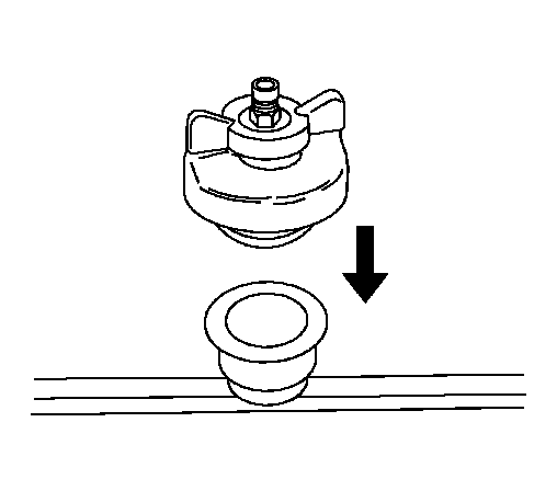 Buick Enclave Vac-N-Fill cap installed at coolant fill port