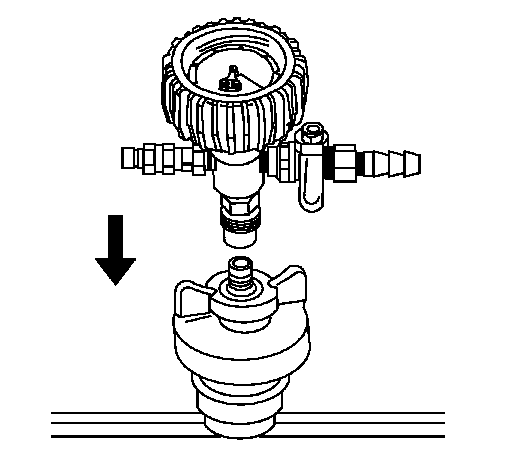 Vacuum gauge assembly attached to coolant refill cap
