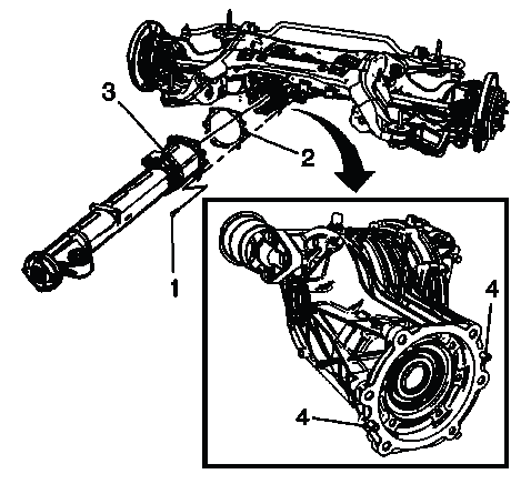 Torque tube mounting bolts gasket assembly and alignment pins at rear differential