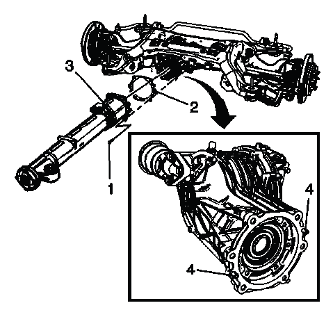 Buick Enclave new torque tube gasket and alignment pins at rear differential
