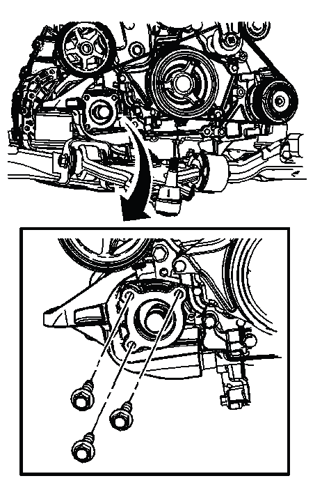 Buick Enclave intermediate drive shaft mounting bolts at engine bracket