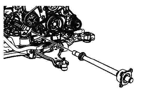 Buick Enclave intermediate drive shaft installed into transaxle