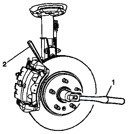 Buick Enclave wheel drive shaft nut loosening with brass drift at brake rotor