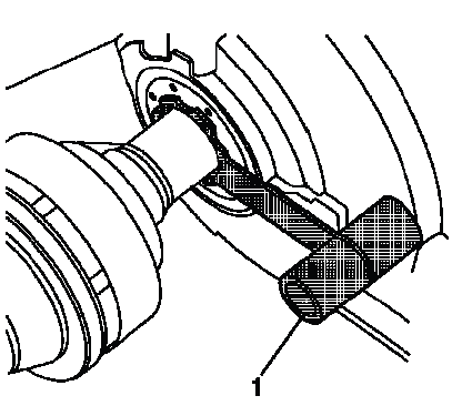 Transmission oil seal protector tool installed for wheel drive shaft service