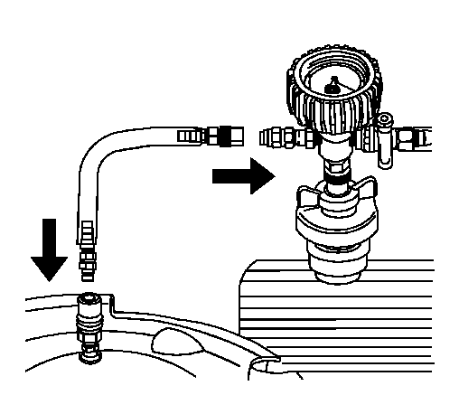 Vacuum hose connected to gauge assembly and vacuum tank