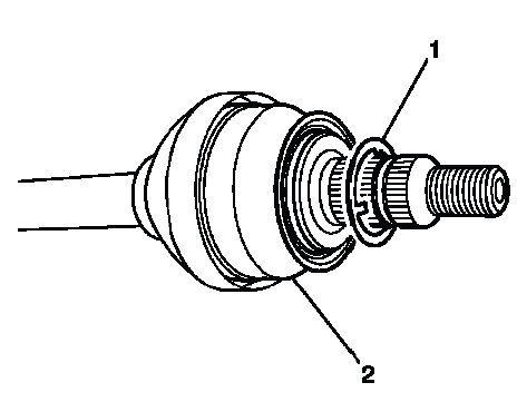 Wheel drive shaft washer installed on shaft before assembly