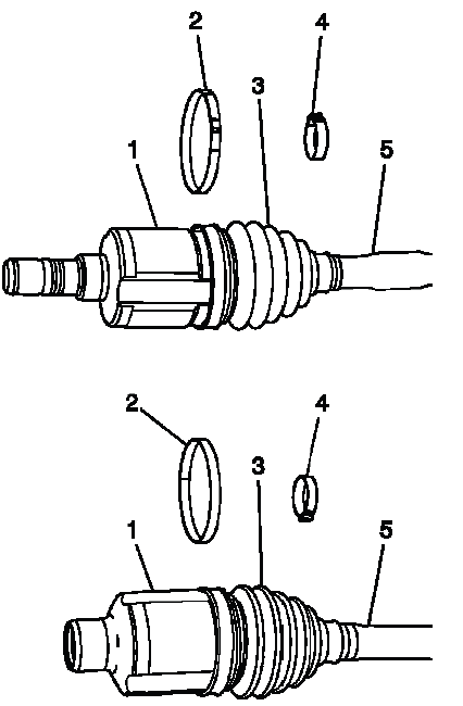 Front wheel drive shaft boot clamps and tripot joint components