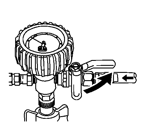 Vacuum gauge assembly valve used to purge air from fill hose