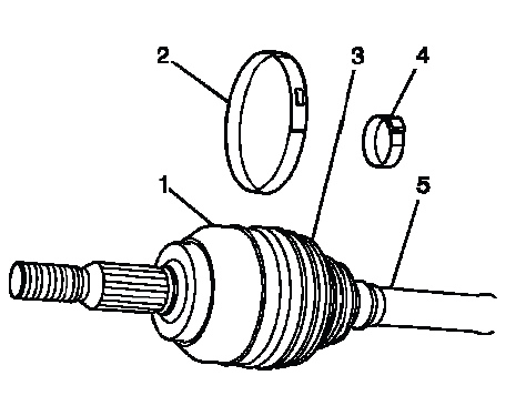 Buick Enclave CV boot clamp locations on the front wheel drive shaft