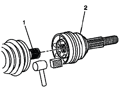 Separating the CV joint from the axle shaft with a wood block and hammer