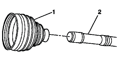 Buick Enclave clamp and wheel drive shaft arrangement before boot removal