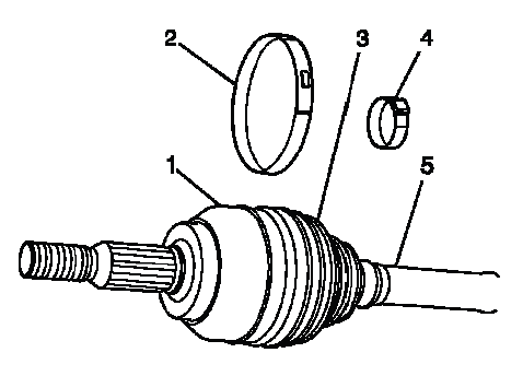 Buick Enclave rear CV boot clamp locations on the wheel drive shaft