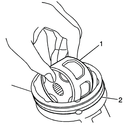 CV joint cage and inner race positioned 90 degrees to the outer race centerline