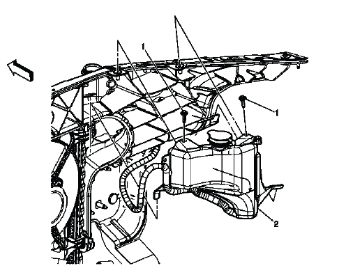 Coolant recovery reservoir location and replacement reference