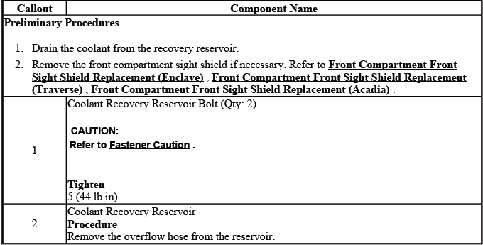 Buick Enclave coolant recovery reservoir replacement reference image
