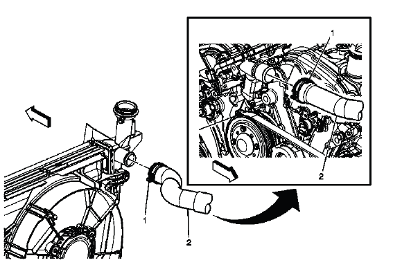 Buick Enclave radiator inlet hose location and routing