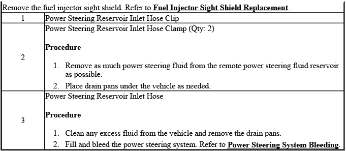 Power steering reservoir inlet hose connection and routing diagram