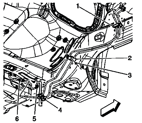 Power steering fluid reservoir outlet hose and clamp at remote reservoir