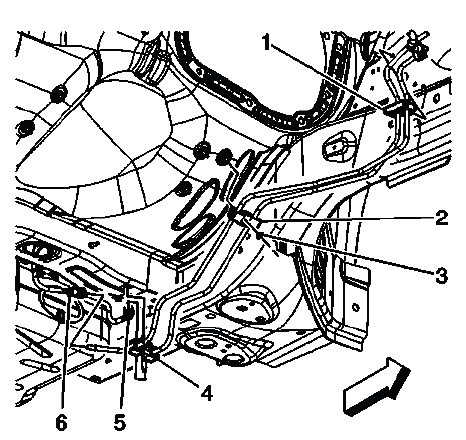 Buick Enclave power steering fluid reservoir outlet hose at pump connection