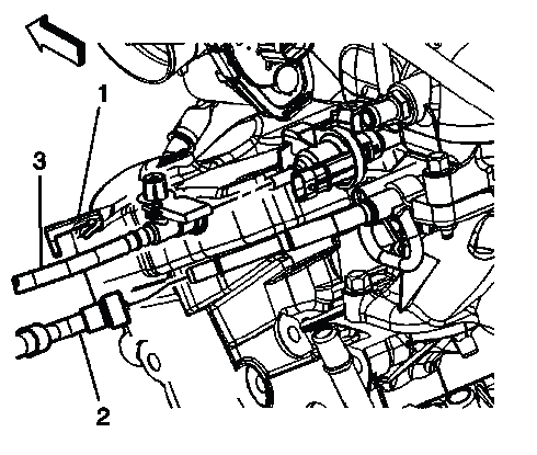 Power steering fluid reservoir outlet hose connected to power steering pump