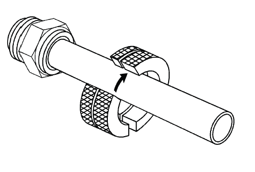 Quick release tool positioned on cooler line fitting