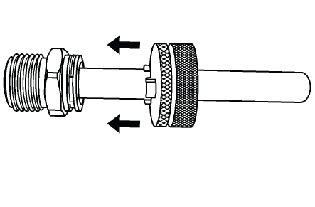Tool sliding toward cooler pipe fitting for retainer release