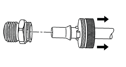 Cooler pipe disengaged from quick-connect fitting
