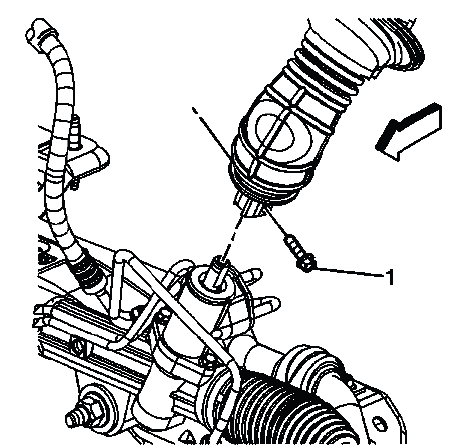 Intermediate steering shaft lower bolt installed at steering gear connection