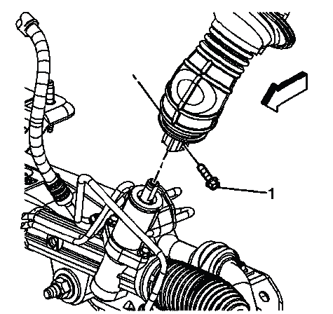 Buick Enclave intermediate steering shaft lower bolt installation at steering gear