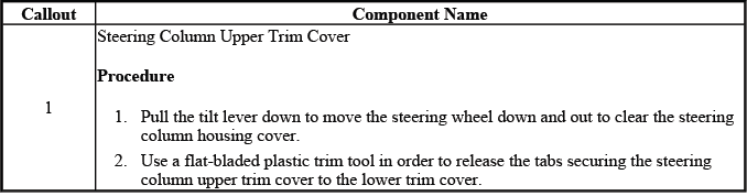 Buick Enclave steering column upper trim cover replacement reference