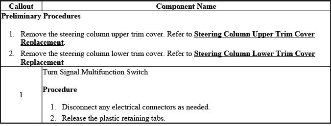 Buick Enclave turn signal multifunction switch replacement reference