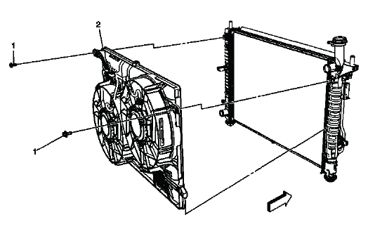 Buick Enclave cooling fan and shroud assembly location