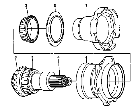 Exploded rear output drive housing view for cleaning and inspection