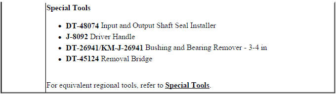 Left input shaft seal service continuation with installation details