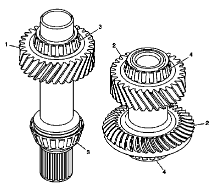 Input shaft and rear output drive shaft components identified for inspection