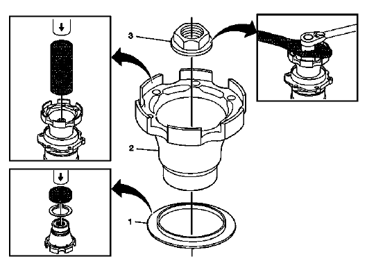 Exploded output flange components with slinger and seal-related parts
