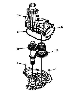 Right transfer case input shaft and output drive shaft installation view