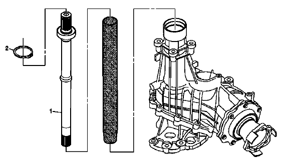 Intermediate drive shaft installation view in transfer case housing