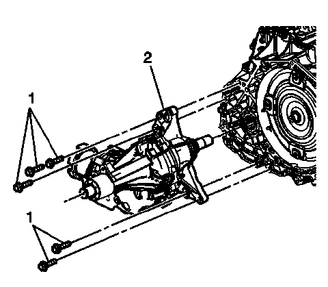 Getrag 790 transfer case installation view with mounting bolts identified