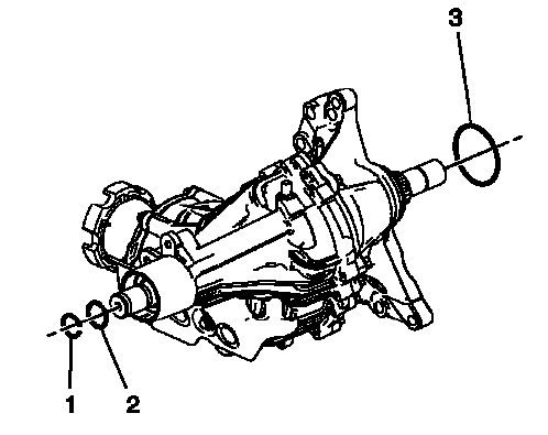 Buick Enclave transfer case O-ring seal half shaft retainer and intermediate shaft seal locations