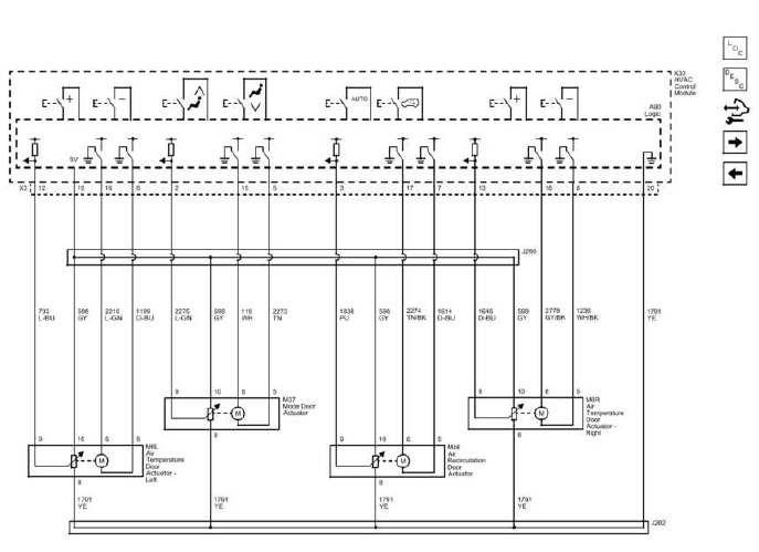 Automatic HVAC actuator wiring schematic for mode and temperature door control