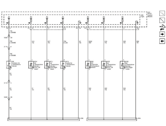 Buick Enclave automatic HVAC temperature sensor wiring schematic