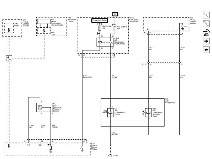 A/C compressor control wiring schematic for automatic HVAC diagnosis