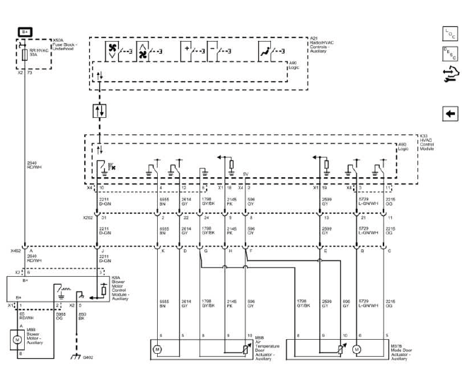 Rear HVAC wiring schematic for auxiliary climate control system